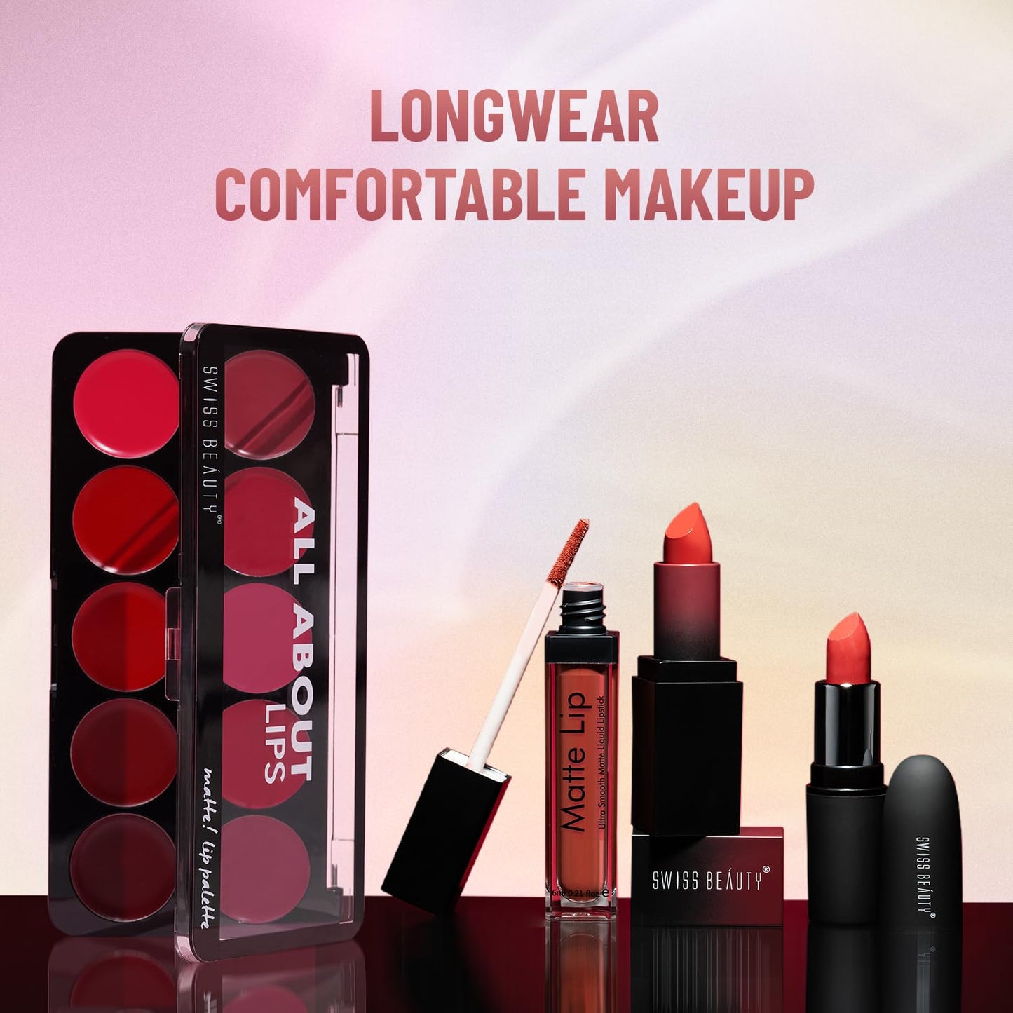 Swiss Beauty All About Lip Palette With 10 Pigmented Colors |Creamy Matte Finish Lip Colors Lipstick |Travel Friendly Lip Palette | Multicolor -01, 12gm