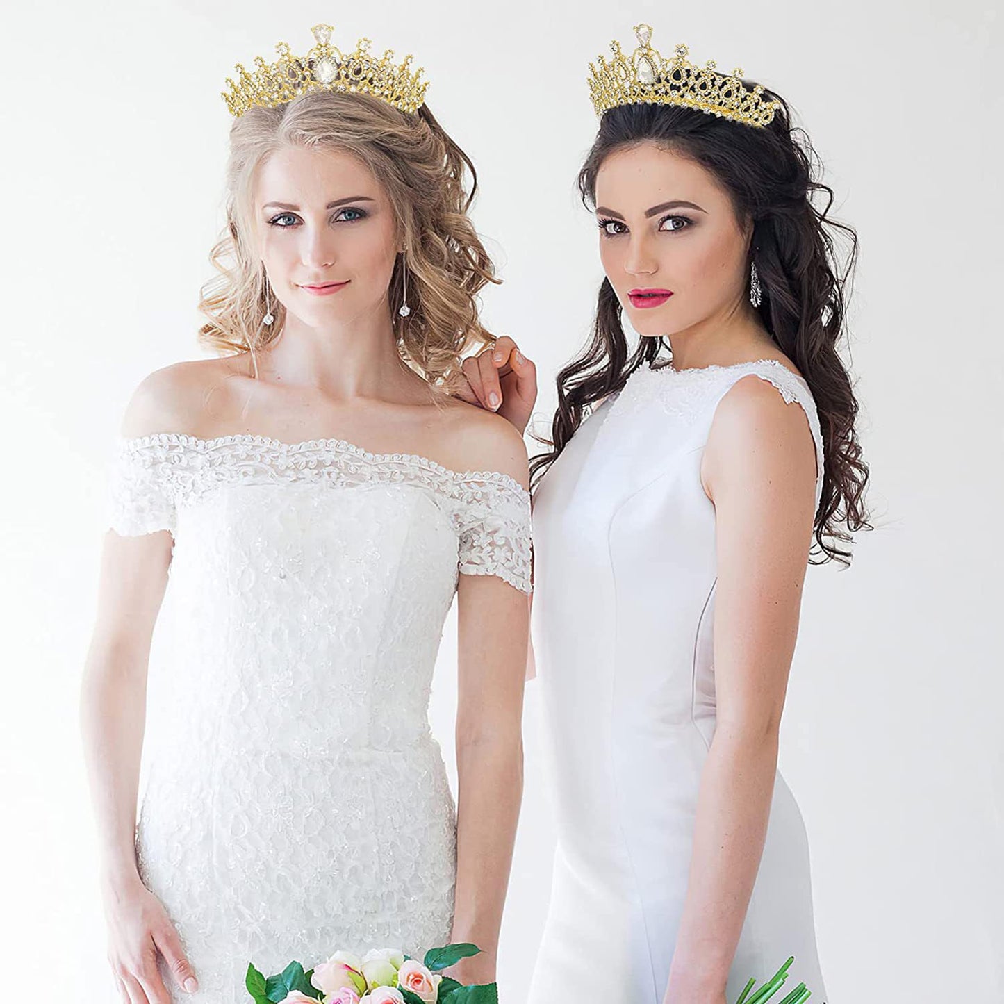 Shining Diva Fashion Crystal Tiara and Crown for Women Stylish Headband Crowns with Comb Tiaras for Girls Kids Queen Princess Wedding Bridal Birthday Gift Hair Accessories (Gold) (rrsd15872hb)