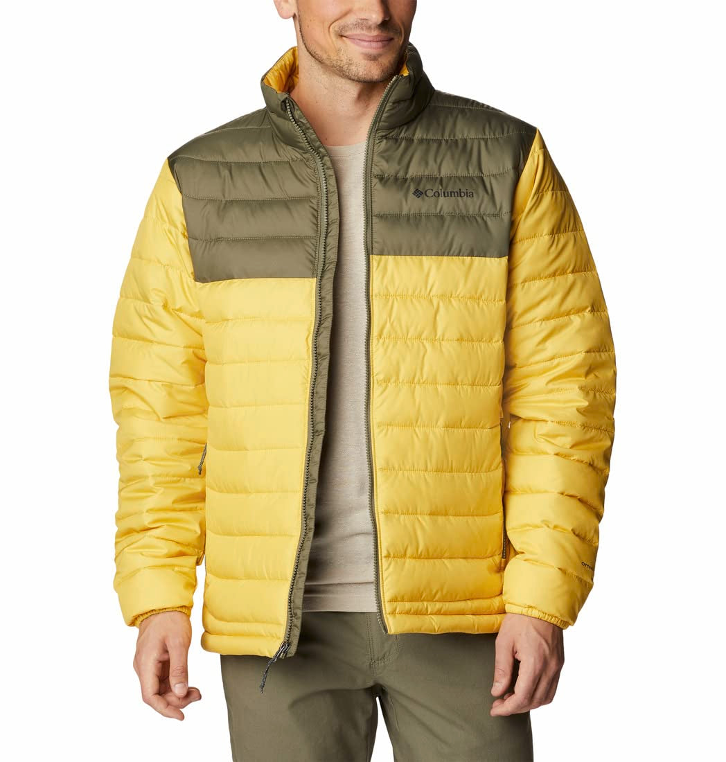 Columbia Mens Powder Lite Jacket, Golden Nugget, Stone Green, L