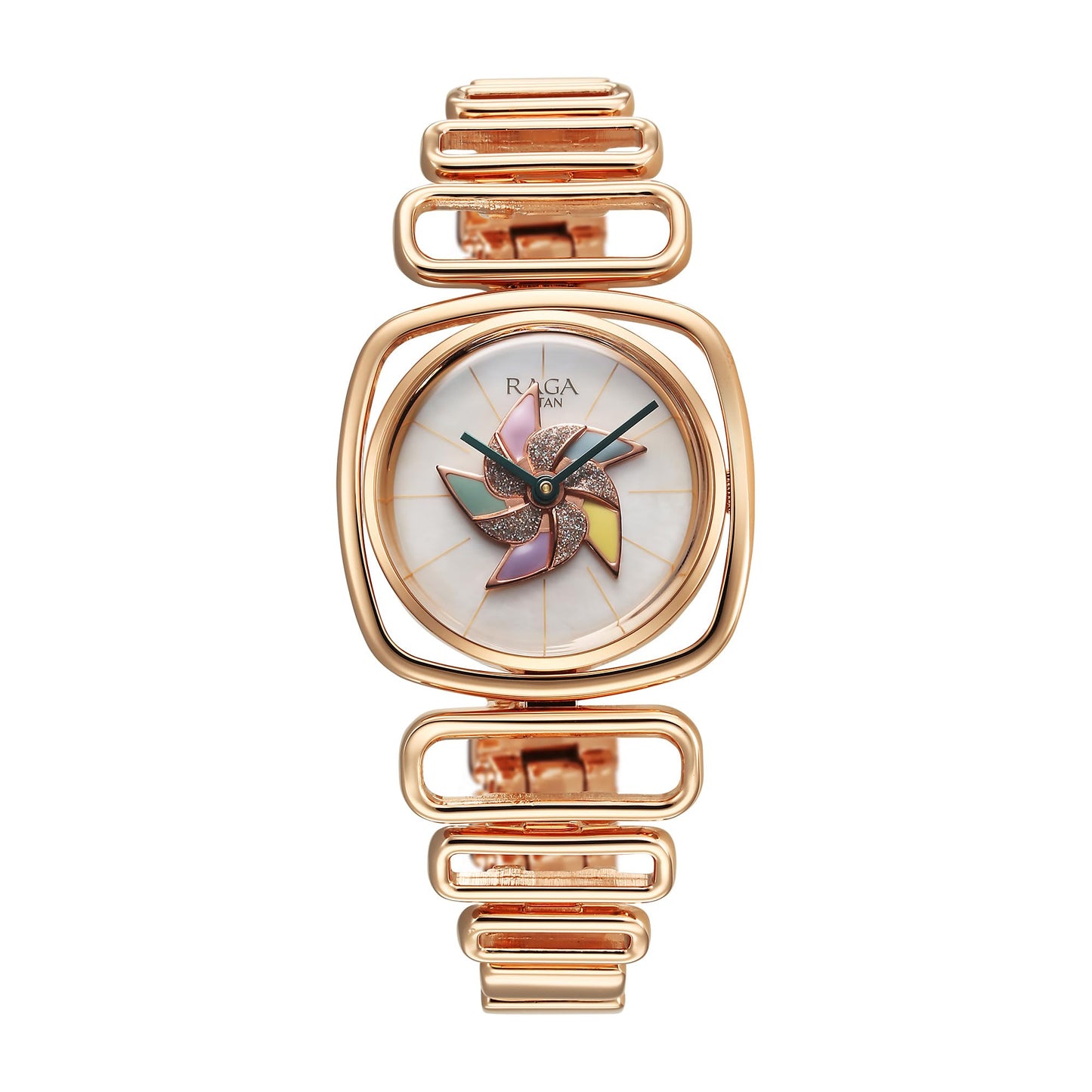 Titan Raga Memoirs Quartz Analog Mother of Pearl Dial with Rose Gold Color Metal Strap Watch for Women/NT95256WM01