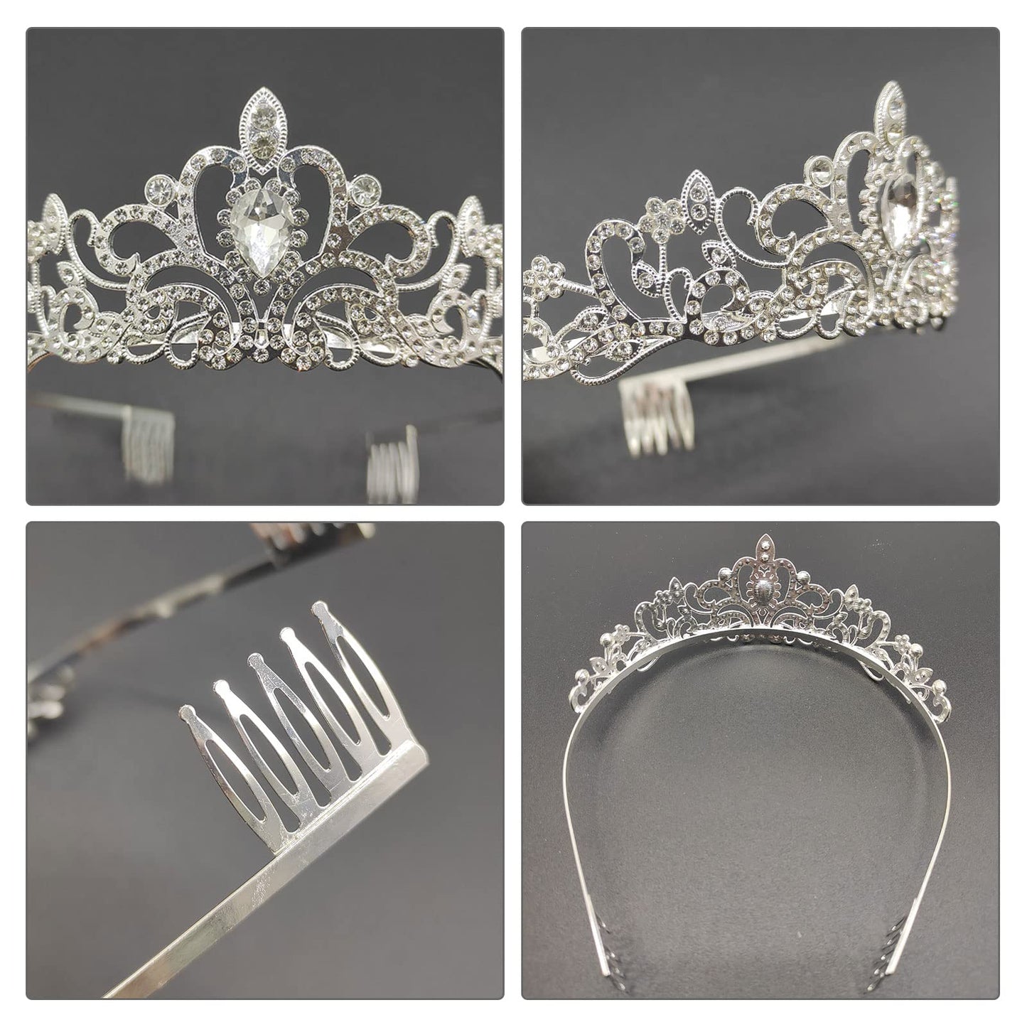 MIVAIUN Silver Crystal Tiara Crowns Tiara Crown Crystal Crown Rhinestone with Comb Wedding Bridal Rhinestone Crown Bridal Wedding Prom Birthday Tiara Cosplay Party Costumes for Women Girls, 18CM,