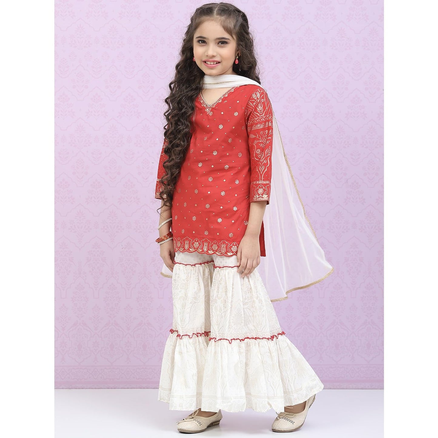 BIBA GIRL PRINTED RELAXED KID(KW4895_WHITE RED_5)