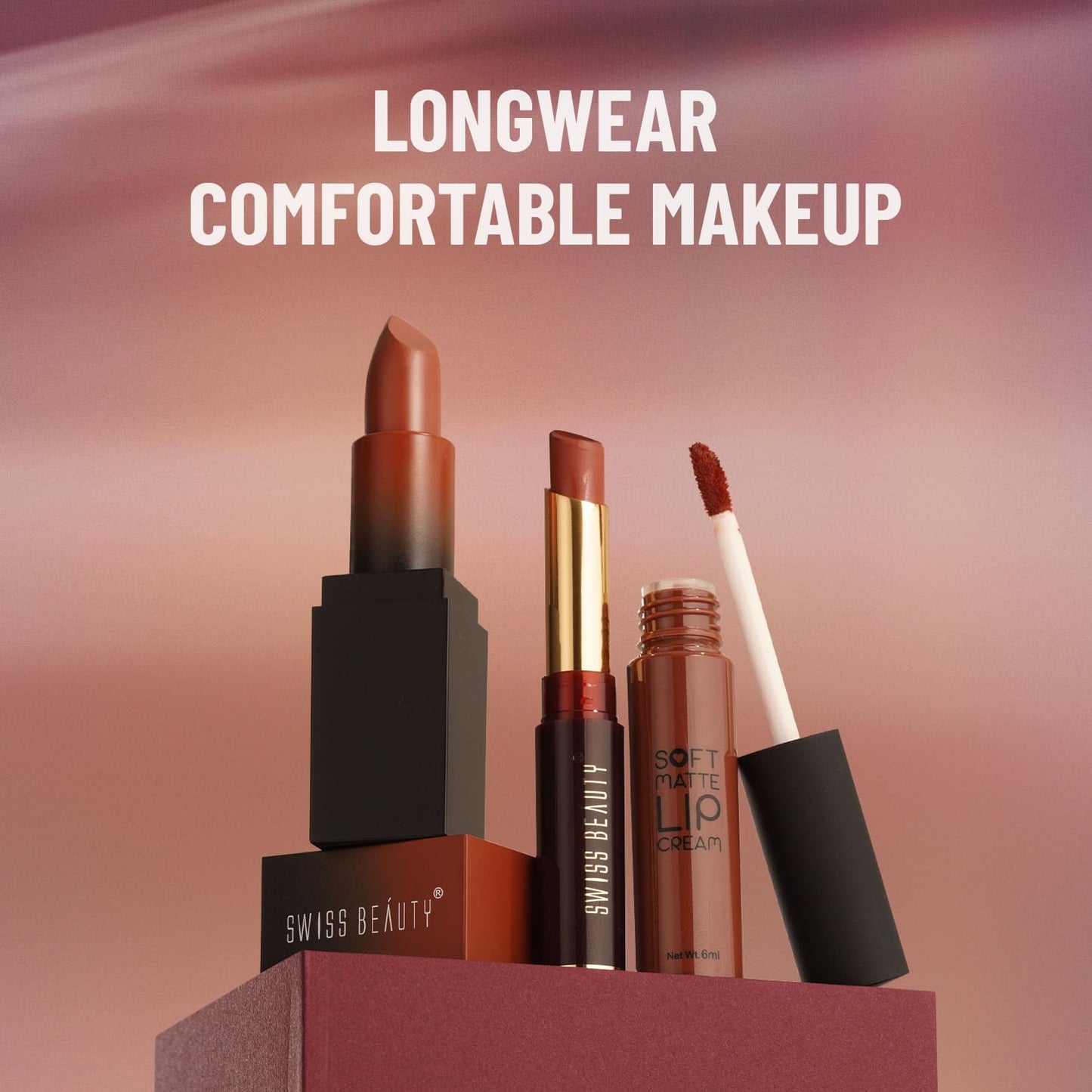 Swiss Beauty Non-Tranfer Matte Lipstick, Smooth & Waterproof, Fire Pink, 2g