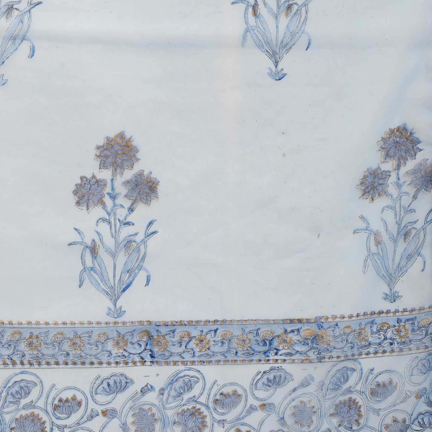 Divena Blue Floral Print Organza Anarkali Kurta set with Dupatta