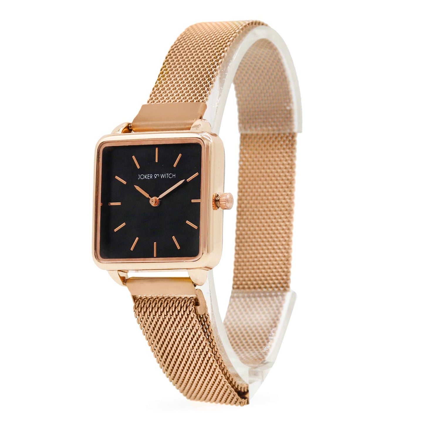 Joker & Witch Stainless Steel Firefly Rosegold Analog Watch Bracelet Set for Women, Black Dial, Rose Gold Band