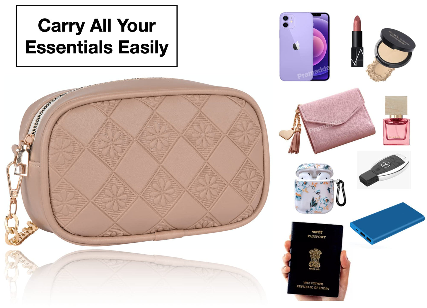 Pramadda Pure Luxury Stylish Leather Sling Bag For Women | Handbag Purse Gift Item Combo | Birthday Gifts for Girls | Corporate Festive Diwali Employee Staff Client Gift Hamper