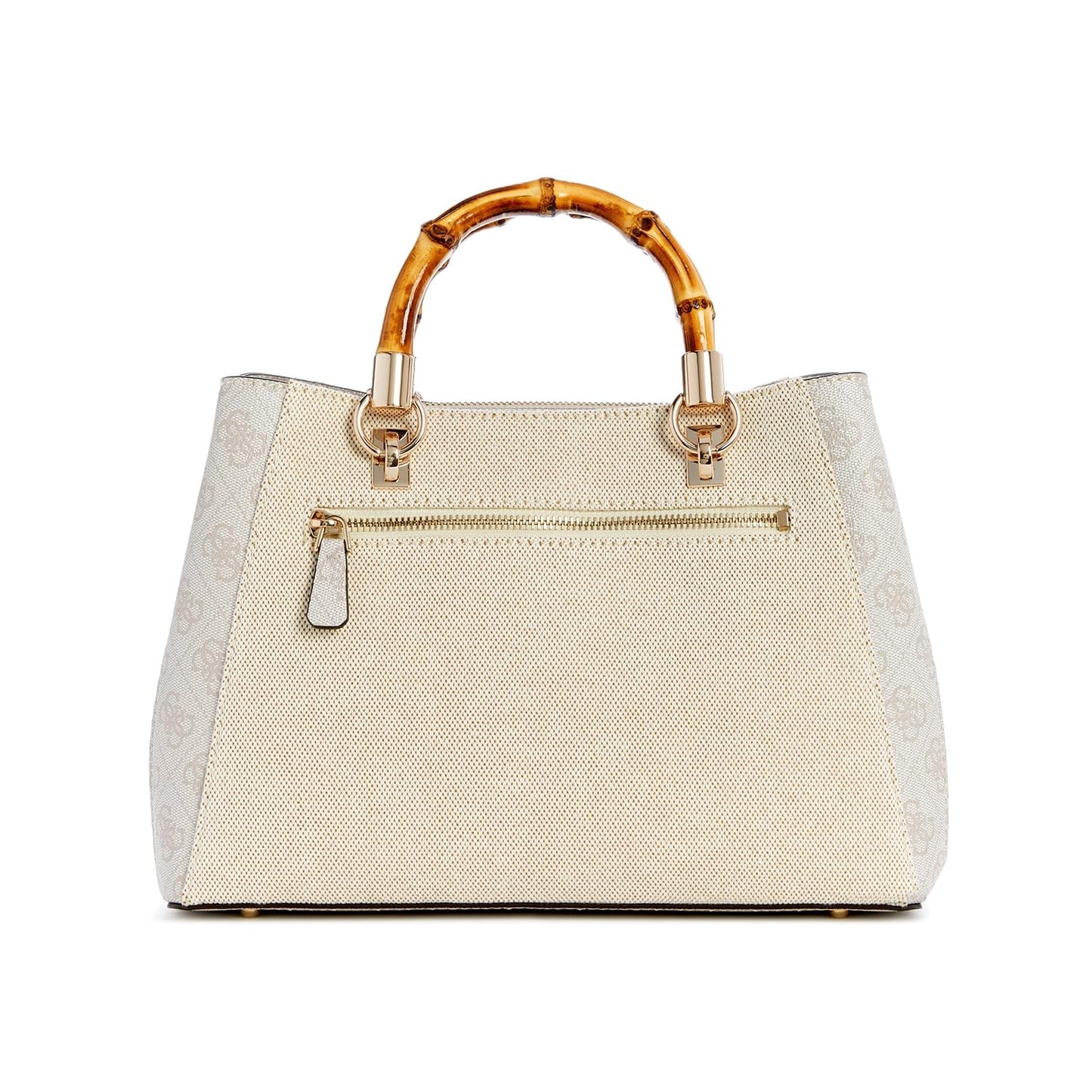 Guess Women's Natural/Dove Logo Printed Satchel| Ladies Purse Handbags | Gift For Ladies