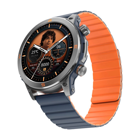 Noise X Neeraj Javelin (Limited Edition) Smart Watch 1.46" AMOLED Display, 3-Layered Casing, Special Boot-up Logo, Serialization, Emergency SOS Tech, Neeraj Autograph - India Blue