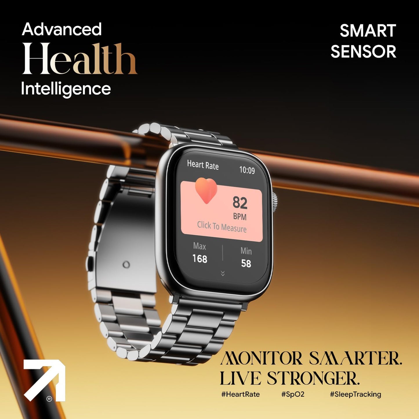 Fire-Boltt Ninja X Ring Smart Watch 1.96" Always On Display Bluetooth Calling, Voice Assistant, SpO2 & Heart Rate, 120+ Sports Modes, IP67 Waterproof Smartwatch for Men & Women - Silver Steel