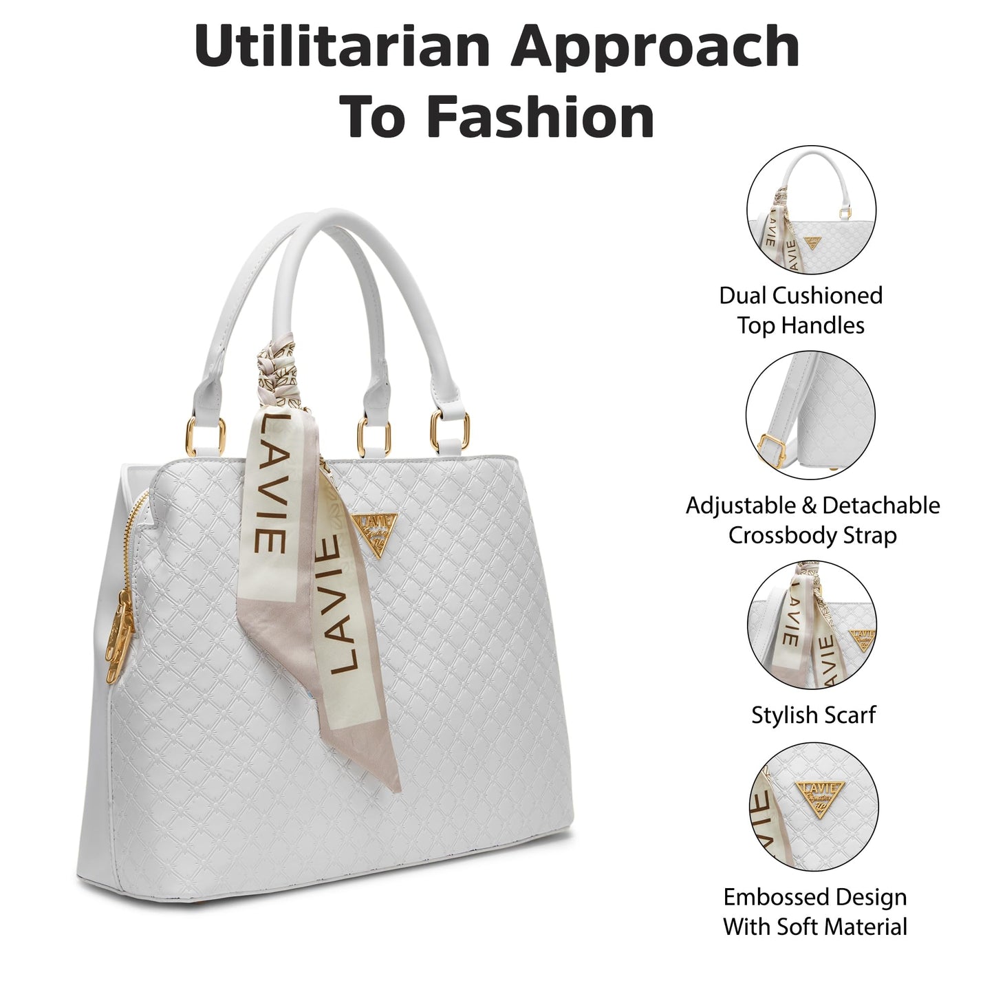 Lavie Signature Women's Provo 3C Satchel Handbag for Women|Satchel Bag for Work|Ladies purse|Stylish Shoulder Bag|Gift For Women