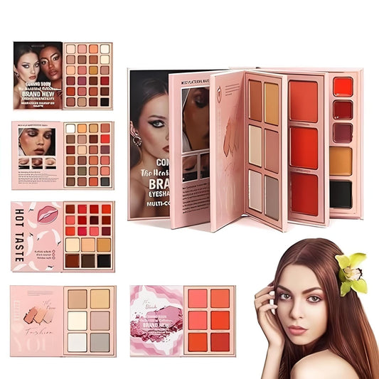 MagicHuda 5 In 1 Makeup Book Kit Highlighter Blush Contour Lip Eyebrow Palette (Glitter And Matte) Eyeshadow Palette All In One Makeup Kit.