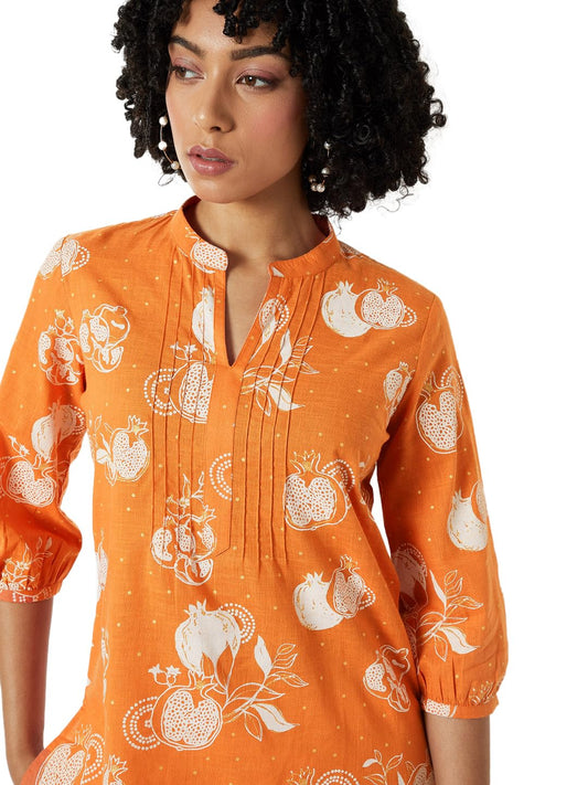 Max Women's Cotton Blend Regular Kurta (PESKFE25ST_Rust