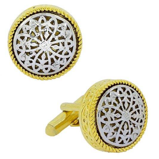 Zivom® Textured Filigree Flower 3D 18K Gold Brass Office Formal Shirt Blazer Cufflinks Pair Men Gift Box