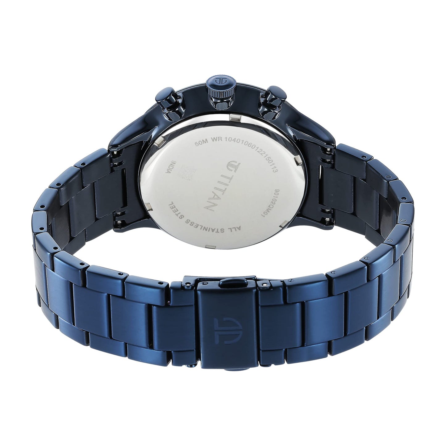 Titan Urban Magic Quartz Multifunction Blue Dial Metallic Blue Stainless Steel Strap Watch for Men - NT90102QM01