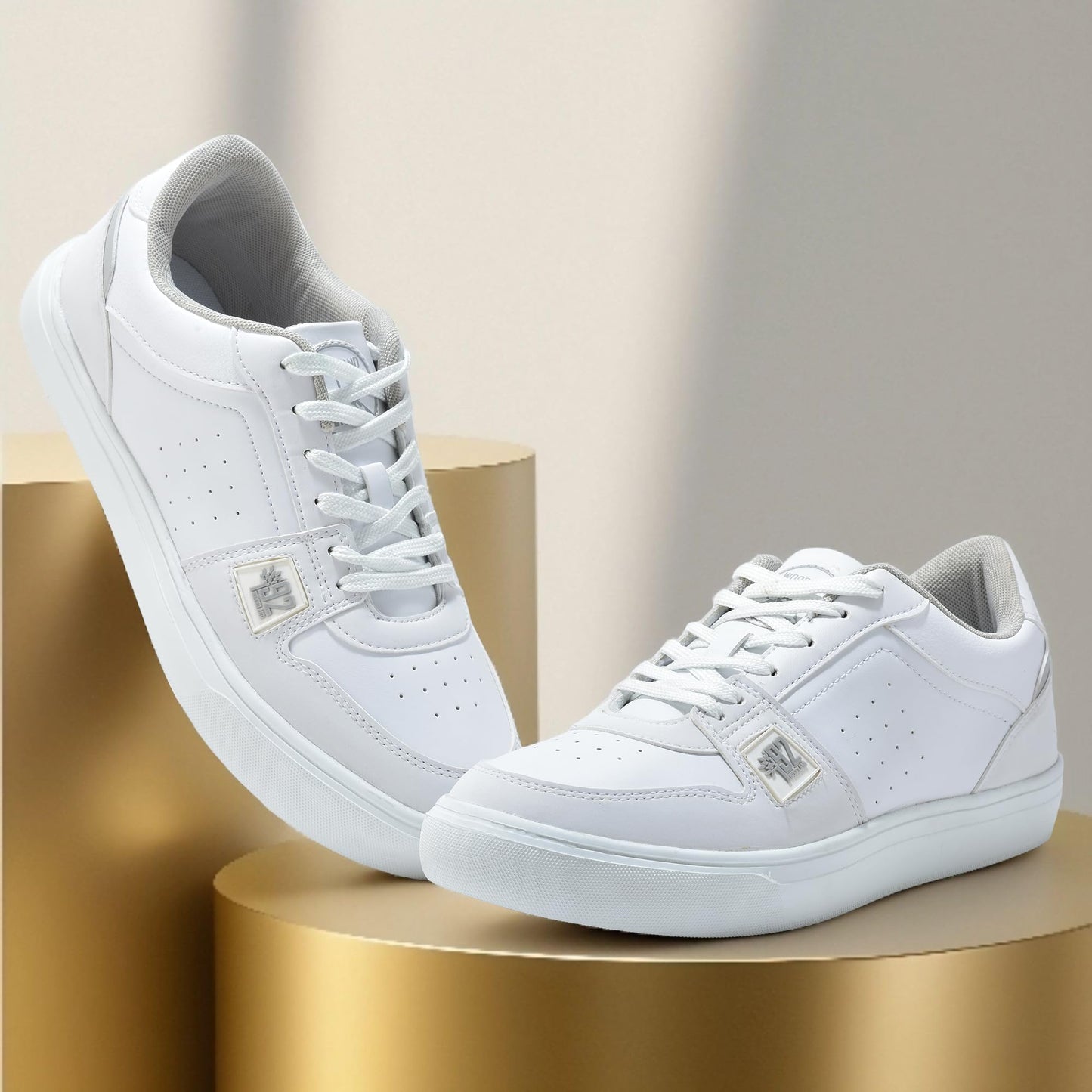 Woodland Men's White PU Sneakers-10 UK (44EURO) (OSNK 4988023)