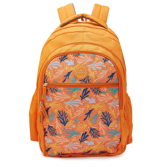 Caprese Xenia School Laptop Backpack | Backpack for Women | Orange (Large)