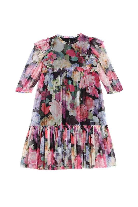 Allen Solly Girl's Cotton Modern Below The Knee Dress (AGDRTRGF875235_Multi Multicolour