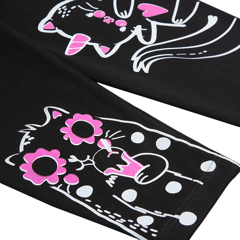 Hopscotch Girls Slim Fit Printed Leggings in Black Color For Ages (2-3 Years)