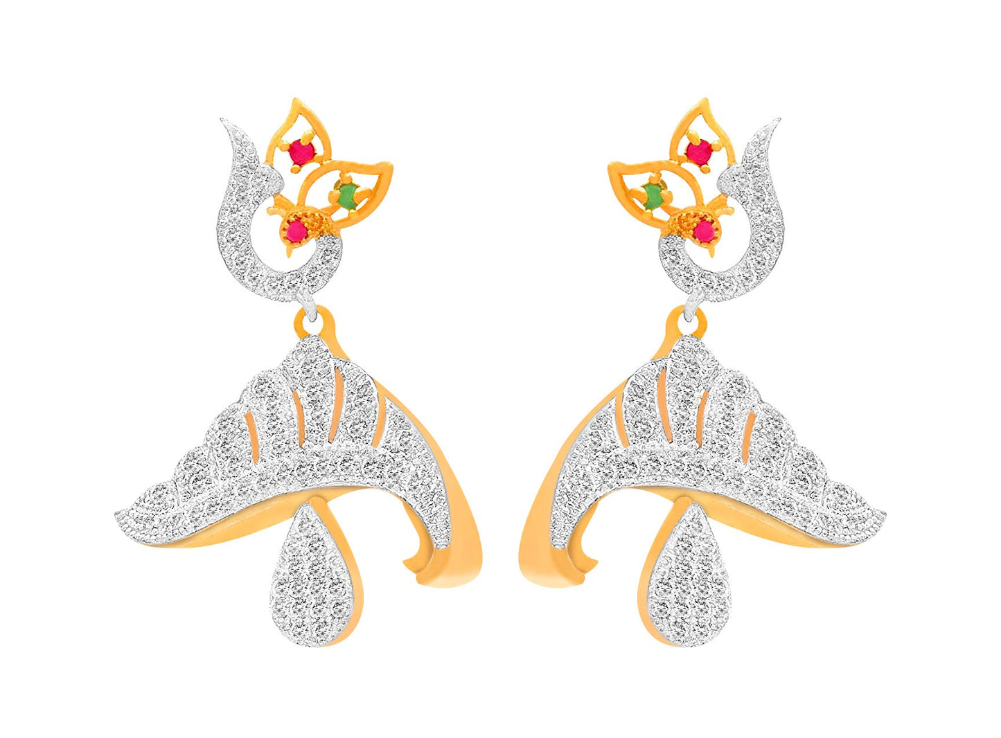 JFL- Fusion Fashion One Gram Gold Plated Diamond Jhumki studded red ruby & green emerald for Girls & Women,Valentine
