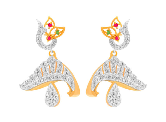 JFL- Fusion Fashion One Gram Gold Plated Diamond Jhumki studded red ruby & green emerald for Girls & Women,Valentine