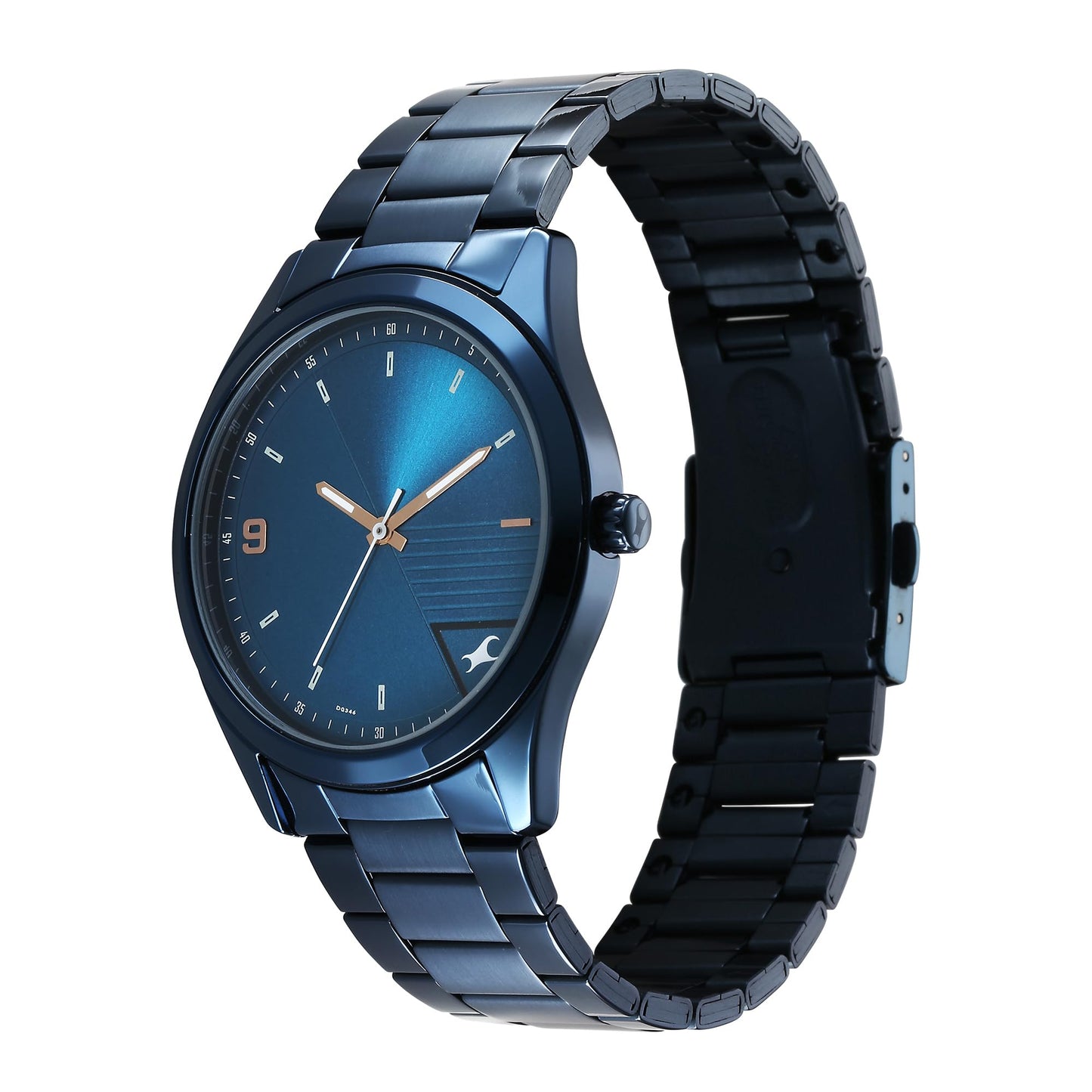 Fastrack Stunners Quartz Analog Blue Dial Blue Metal Strap Watch for Guys