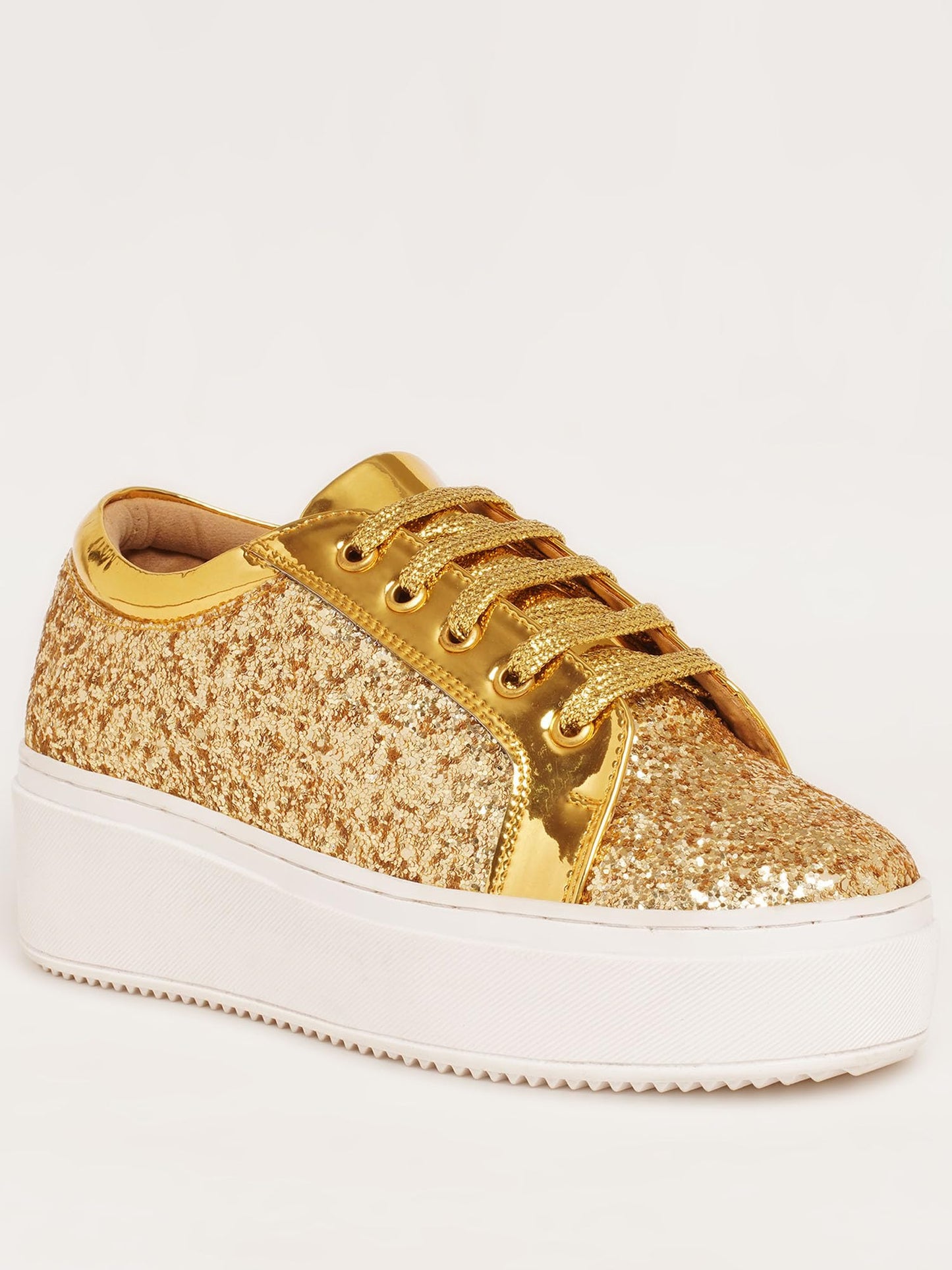 THE QUIRKY NAARI Glitterati Sneakers - Golden for The Luxurious Golden Look | Golden