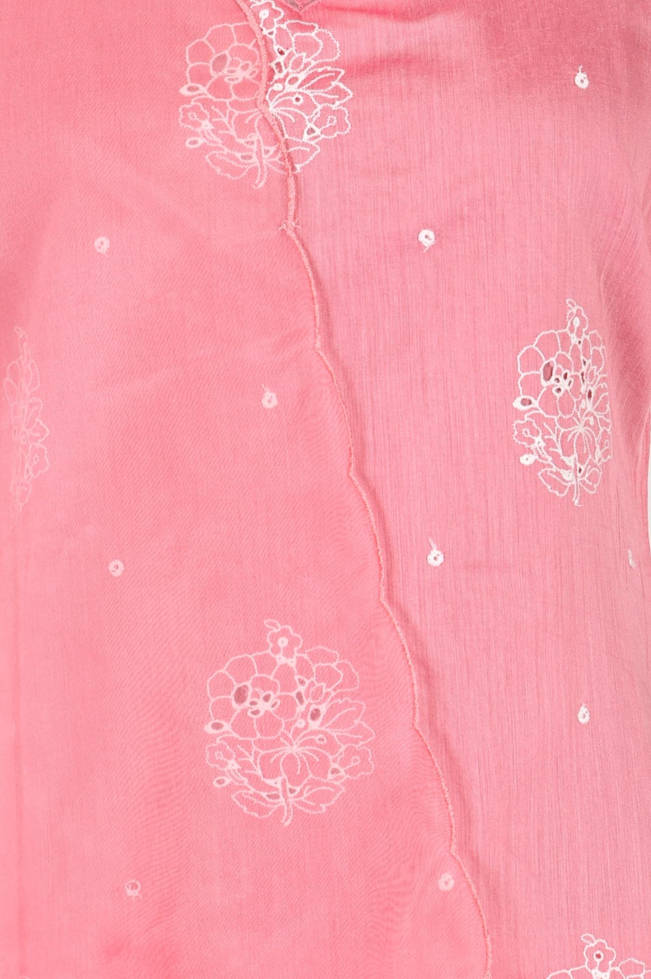 W for Woman Pink Thread Embroidered Chanderi Straight Kurta with Pants and Dupatta Set - (WS13881-401118-XL)