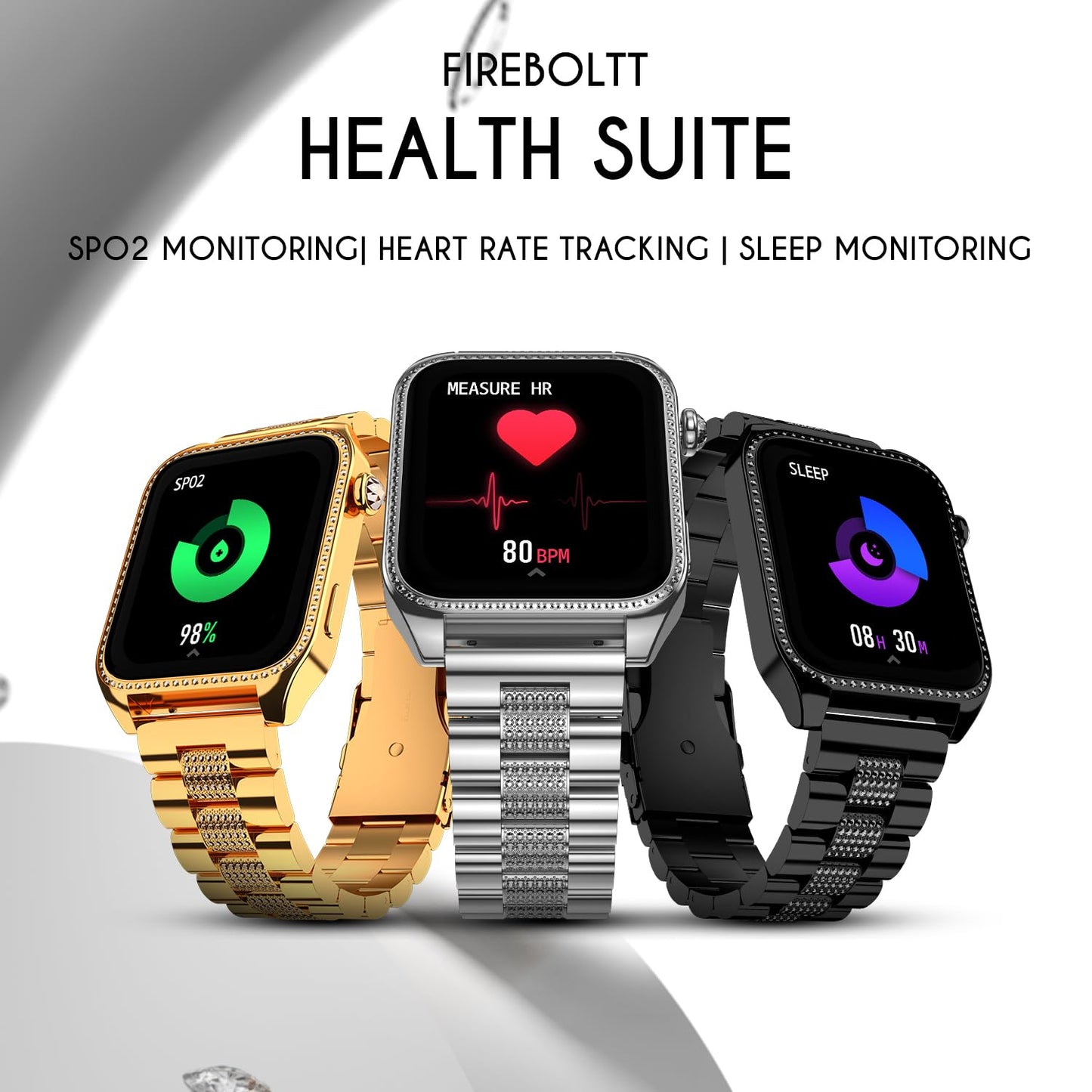 Fire-Boltt Xelor Luxury Stainless Steel Smart Watch. 1.78" AMOLED, Always-On Display, 368 * 448 px Resolution, Bluetooth Calling, 75 HZ Refresh Rate