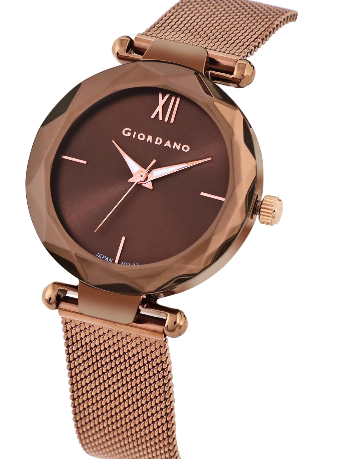 Giordano AW22 Collection Analog Watch for Women Stylish Metal Strap| 3 Hands Mechanism GZ-60042 (Brown)