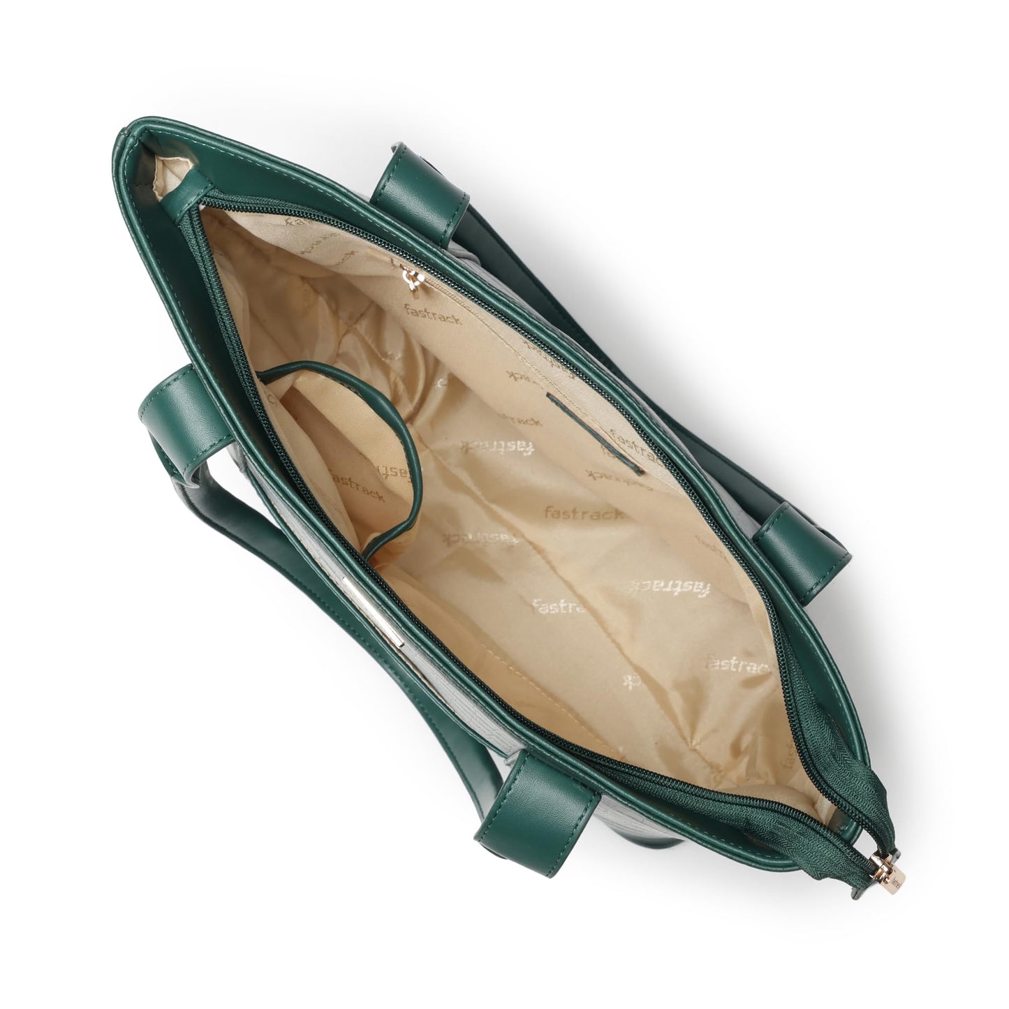 Fastrack Croco Crush Tote | green faux-leather Women's Handbag | Textured Croco Design with Gold Hardware | Double Handles, Zipper Closure & Organised Storage