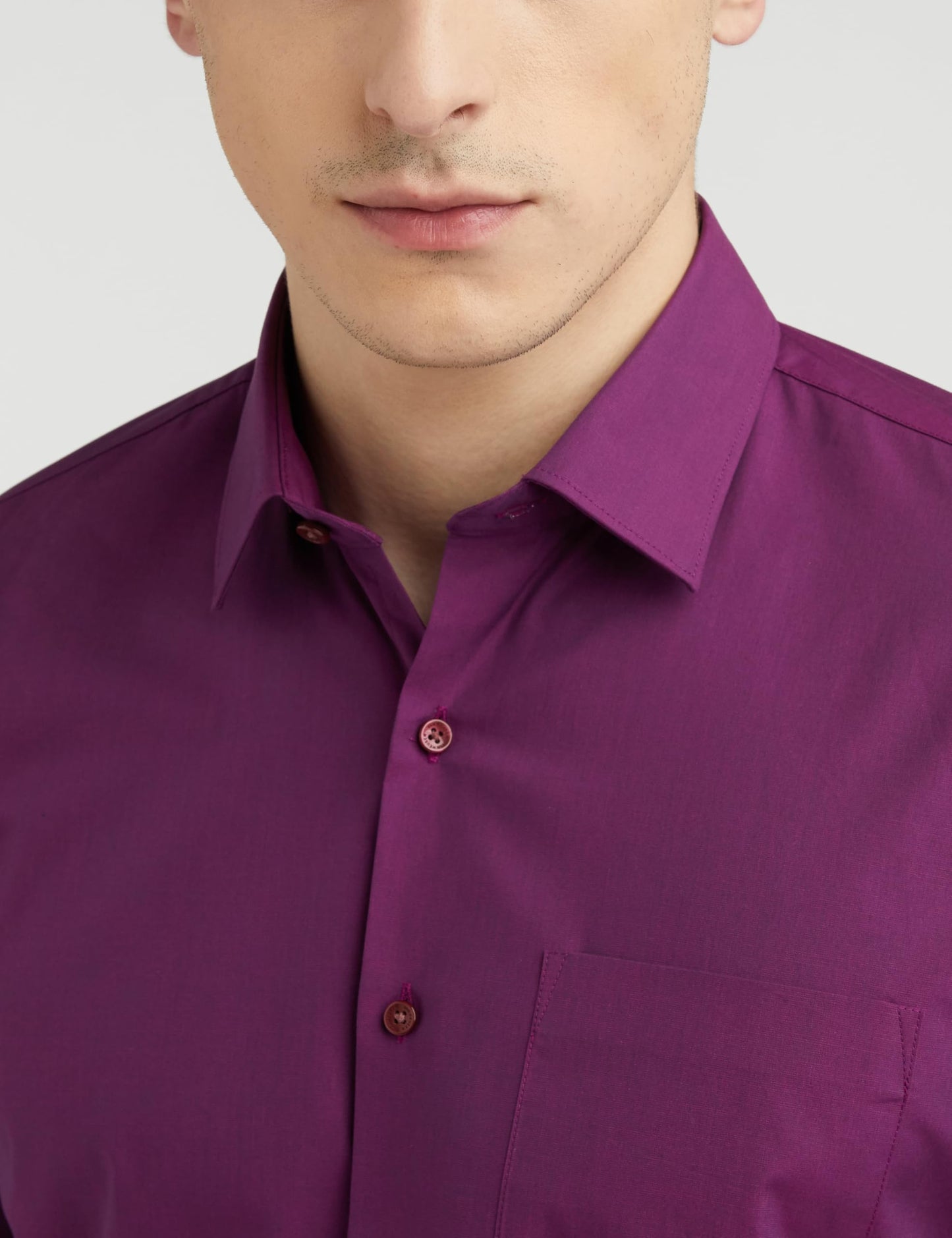 Van Heusen Men's Cotton Solid Slim Fit Formal Shirt (Vhsfrslbp58028_Wine 42)