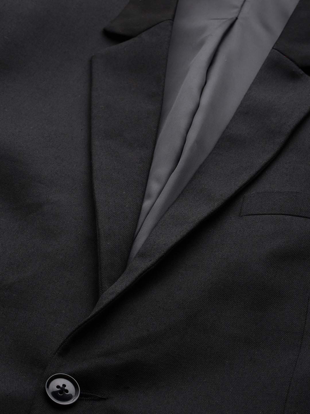 MANQ Men Black Solid Slim Fit Single-Breasted Three-Piece Formal Suit (Size: 38)