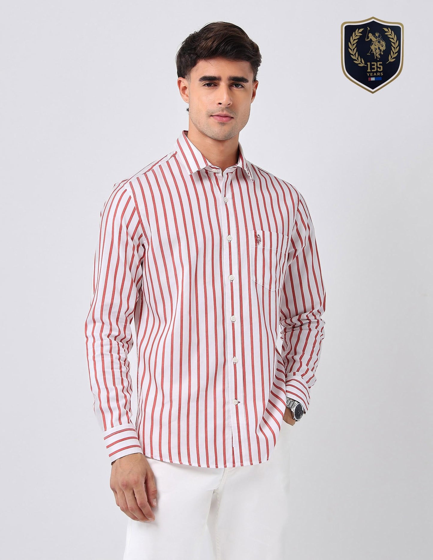 U.S.Polo Association Men's Vertical Striped 135Th Shirt