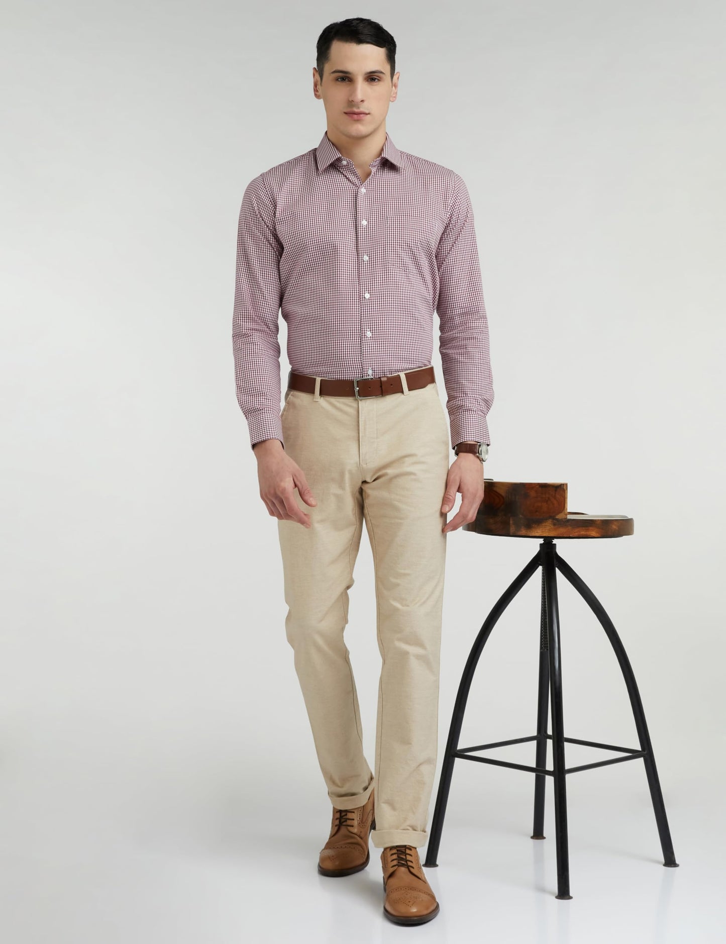 Van Heusen Cotton Men's Slim Fit Shirt (VHSFFSLBJ70970_Maroon 39)