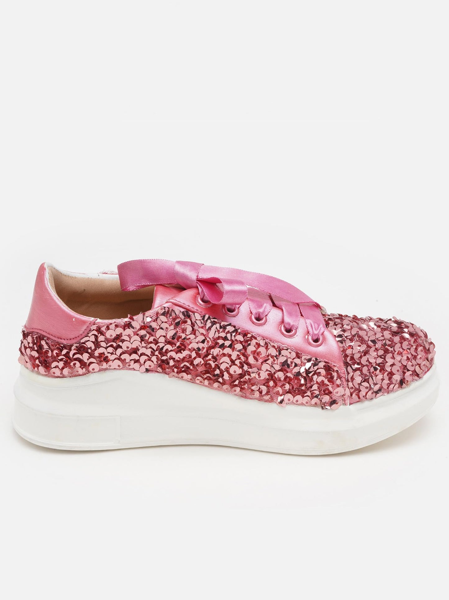 THE QUIRKY NAARI Rosette Crush Sequin Sneakers for Every Occasion | Pink