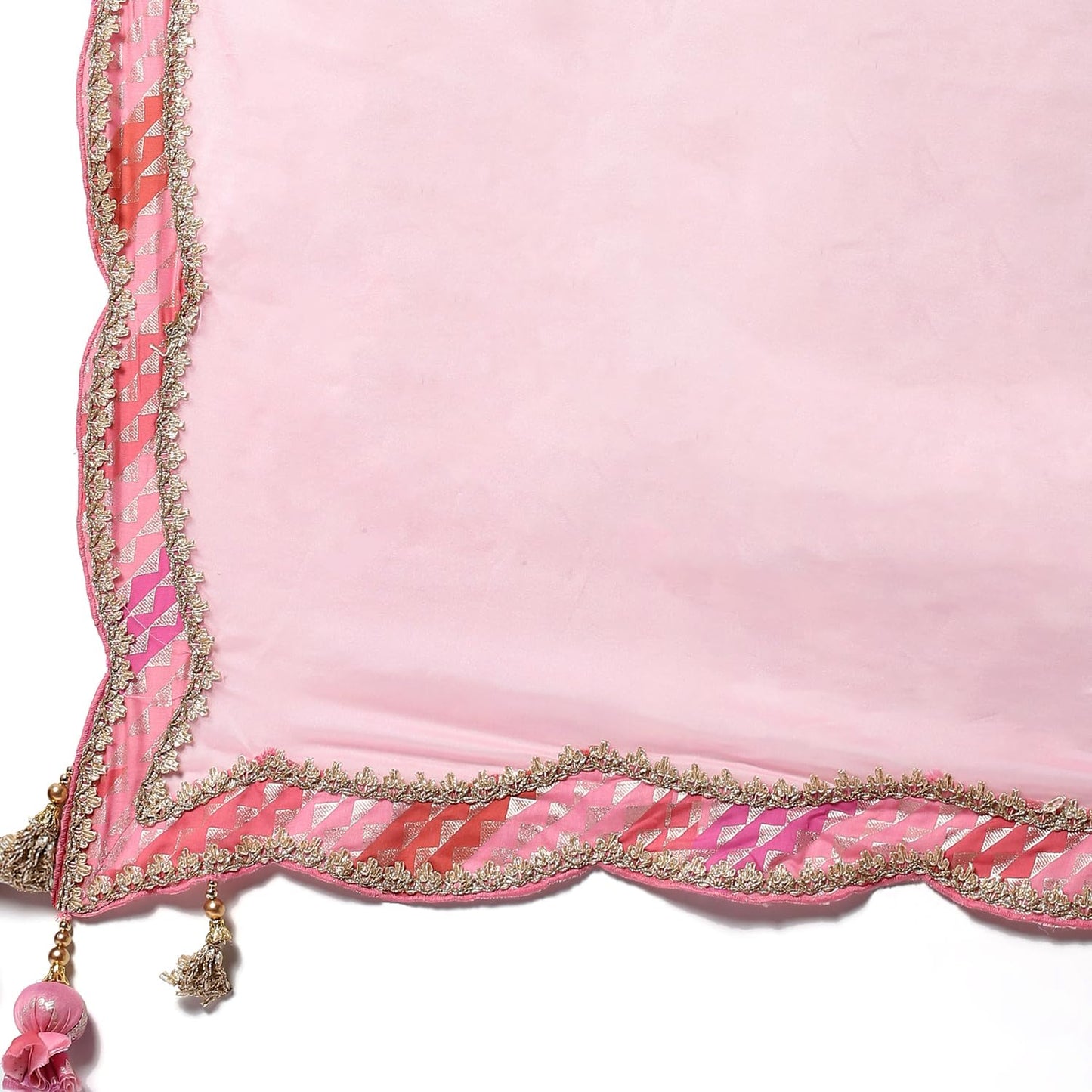 Pink Polyester Straight Lehenga Set