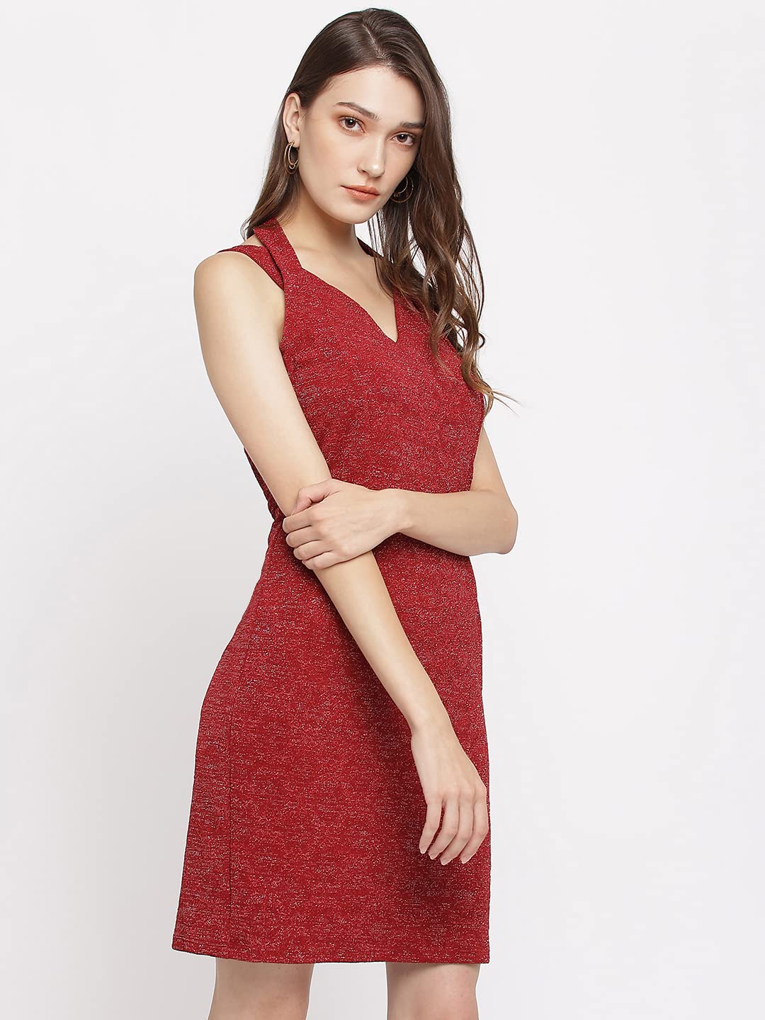 Latin Quarters Women Shift Maroon Dress