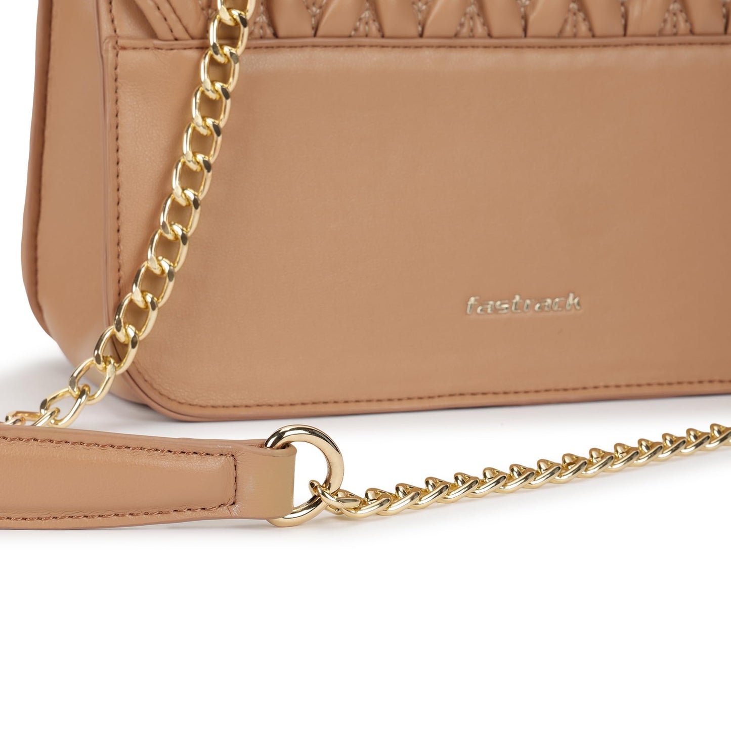 Fastrack QuiltGrid Shoulder Bag | Faux-Leather Women’s Handbag | Diamond Quilted Design | Adjustable Chain Strap | Zipper & Magnetic Closure | Gold-Finish Hardware