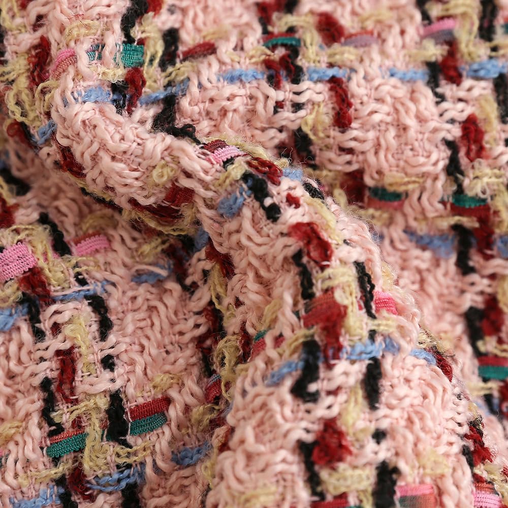 Hopscotch Girls Pink Full Sleeves Fabric Spliced Tweed Bomber Jacket For Age (6-7 Years)