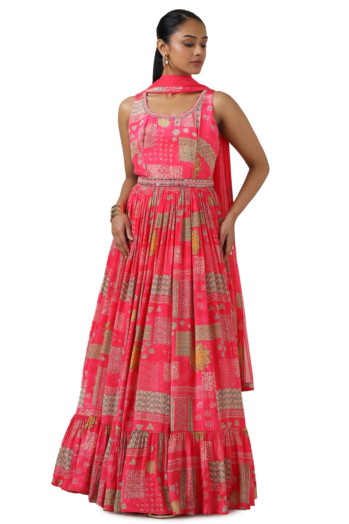 Soch Women's Viscose Crepe Maxi Gown (OWA4CD21148_Fuchsia