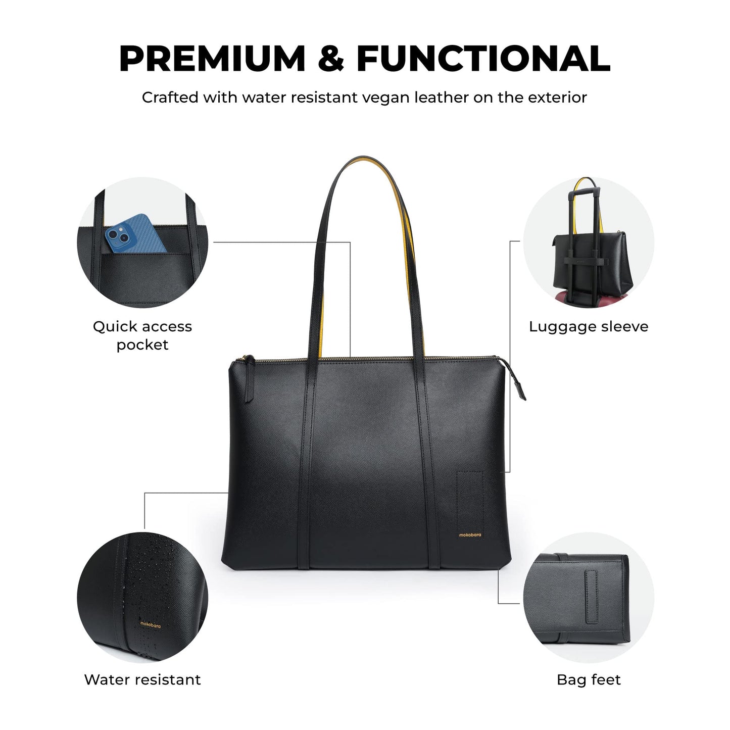 MOKOBARA The Easy Going Tote | Vegan Leather Black Tote Bag for Women And Girls (Crypto)