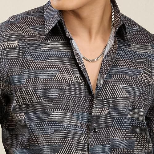 MARK & ALBERT Men's Luxury Giza Cotton Digital Printed Shirt Full Sleeves Shirts for Men