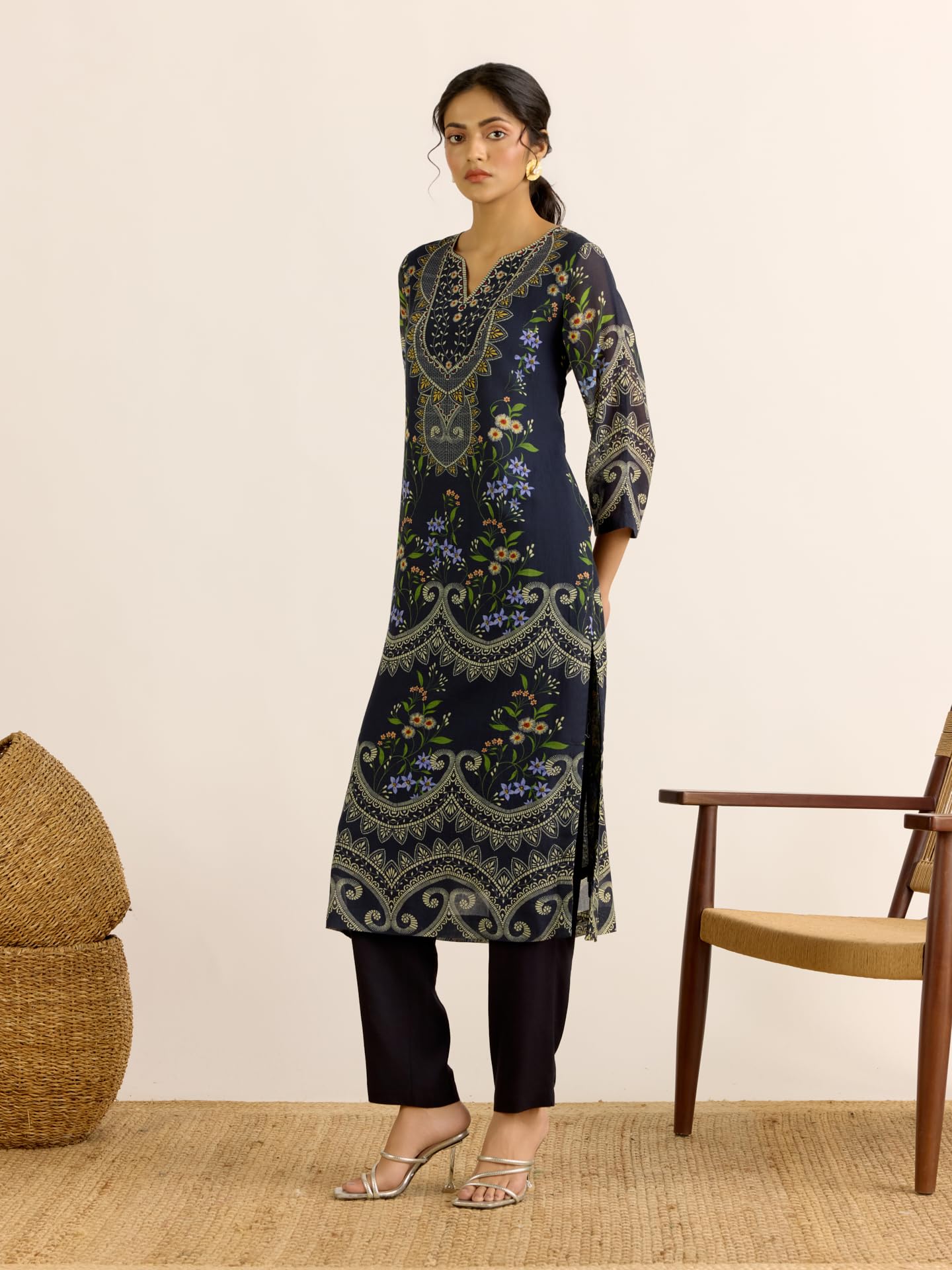 Aarke Ritu Kumar Black Sophia Kurta With Pant And Dupatta