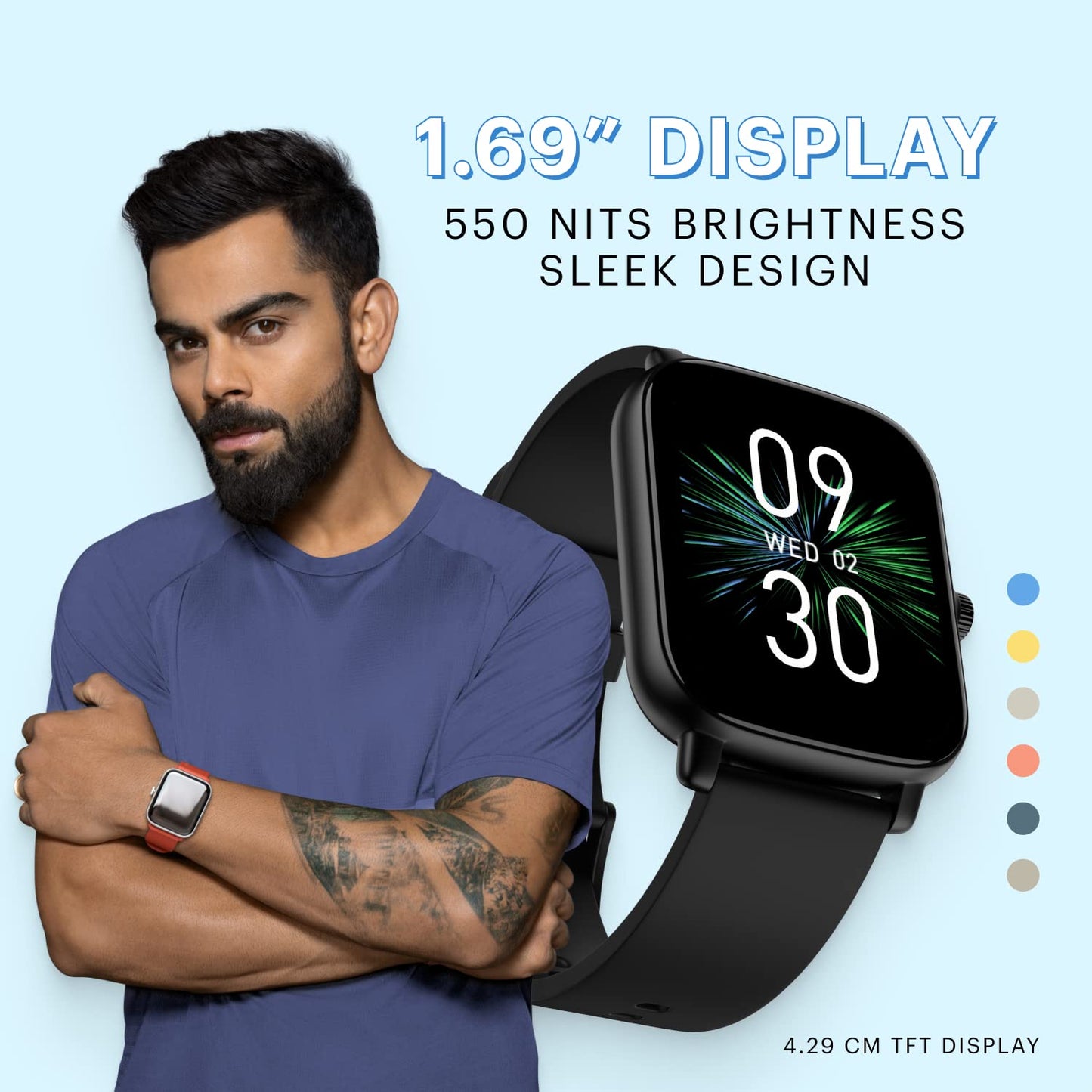 Noise Vivid Call Bluetooth Calling Smartwatch with Metallic dial, 550 nits Brightness, AI Voice Assistant, Heart Rate Monitoring, 7 Days Battery & 100+ watchfaces (Space Blue)