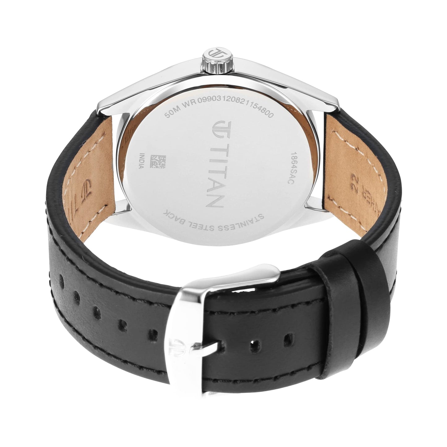 Titan Analog Black Dial Men's Watch-1864SL08 Genuine Leather, Black Strap
