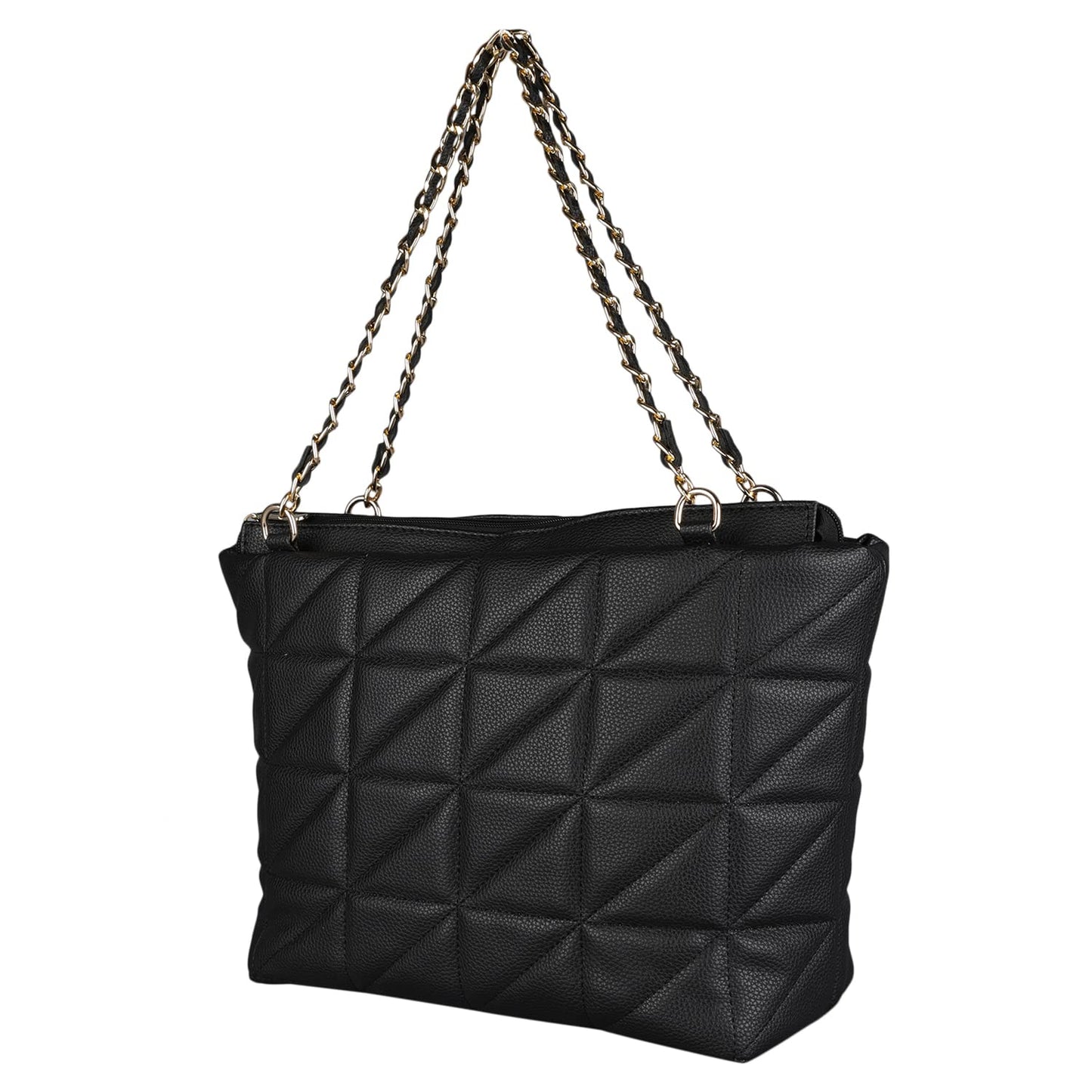 MINI WESST Women's Black Solid/Plain Pattern Shoulder Bag for Office and College