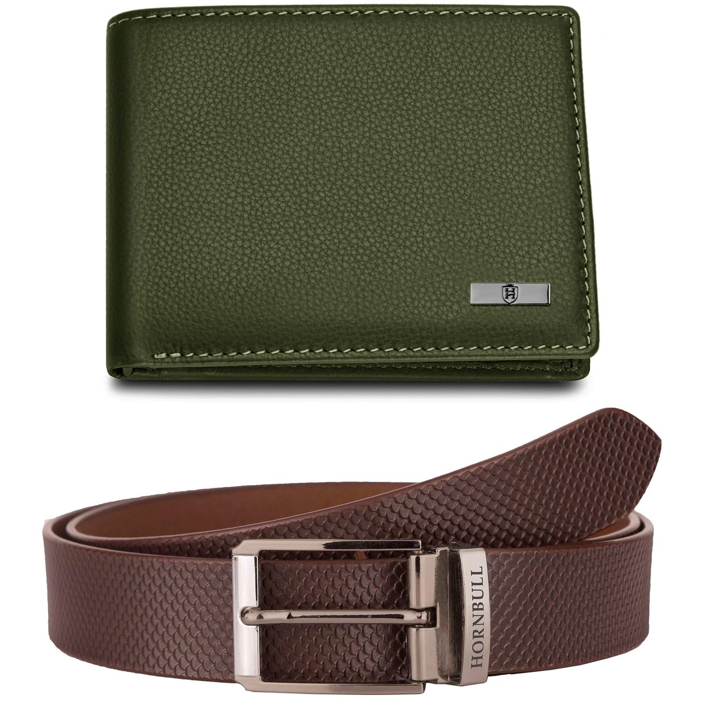 HORNBULL Maddison Green Wallet For Men, Wallet And Belt Combo, Gift Set For Men Bw69124 - Leather