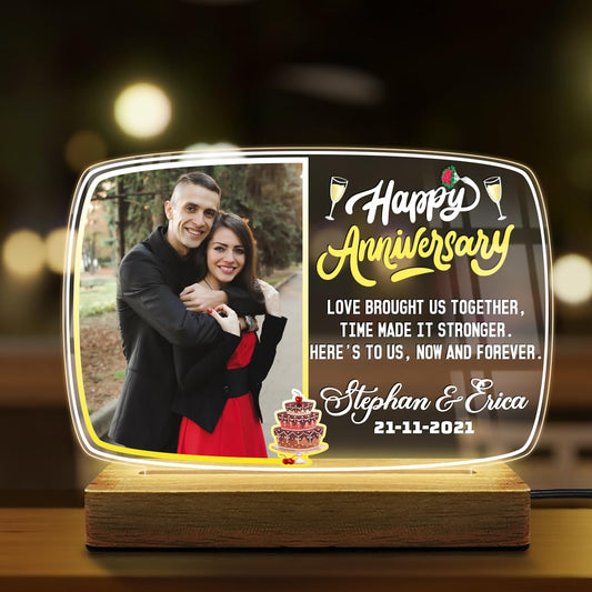 Fashionury Customized Anniversary Acrylic Night Light with Names and Picture – LED Gift for Couples – Engagement, Wedding or Valentine’s Gift Idea