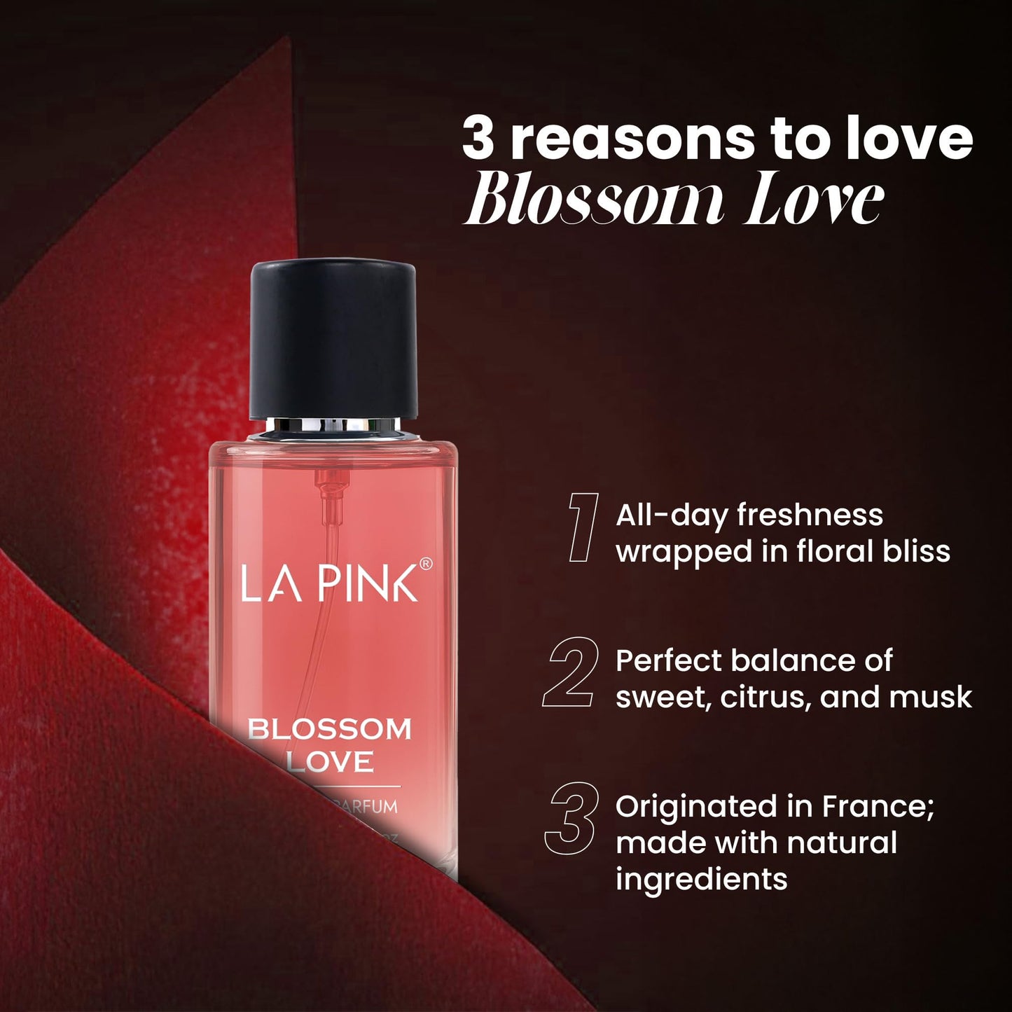 La Pink Blossom Love EDP Perfume for Woman & Man | Rose, Citrus, Fruity & Amber Notes | Long Lasting Unisex Luxury Fragrance for Men & Women | 50ml