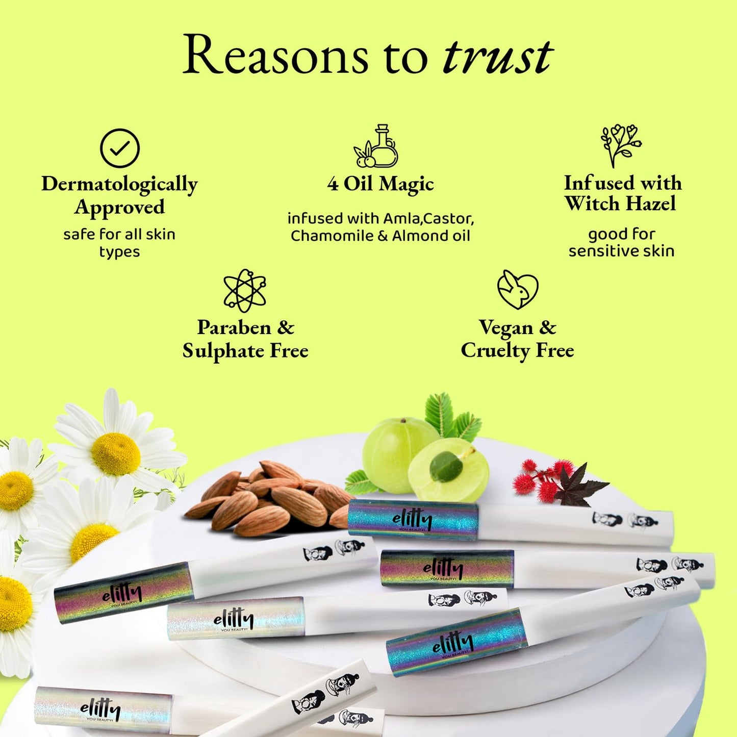 Elitty Neon Daze Ombre Waterproof Liquid Eyeliner Combo (Pack of 3) | Holographic Shades (Purple-Blue, Silver-Blue, Pink-Copper) | Lasts Upto 12 Hrs | 4 ML Each